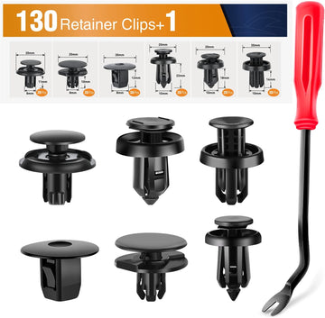 130 Pcs Car Bumper Retainer Clips & Nylon Fasteners Push Retainer Kit 6 Most Popular Sizes